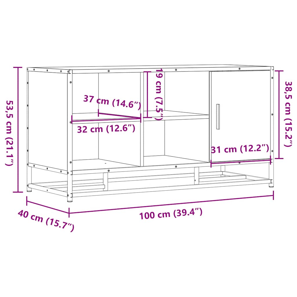 Banco para calçado sonoma 60x40x53,5 cm madeira metal cinzento