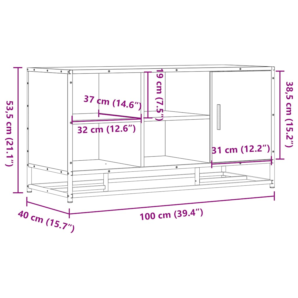 Banco para calçado sonoma 60x40x53,5 cm madeira metal cinzento