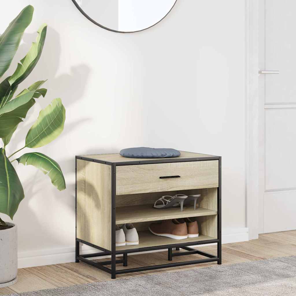Banco para calçado sonoma 60x40x53,5 cm madeira metal cinzento