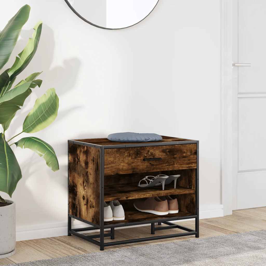 Banco para calçado sonoma 60x40x53,5 cm madeira metal cinzento