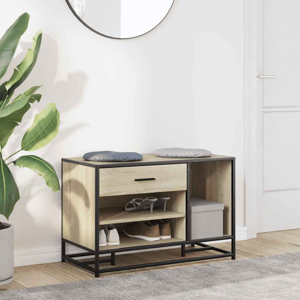 Banco para calçado sonoma 60x40x53,5 cm madeira metal cinzento