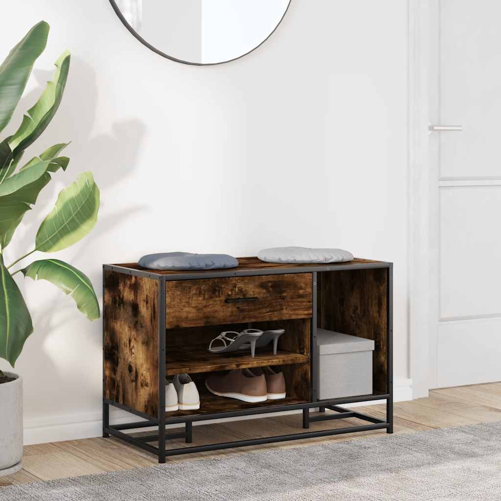 Banco para calçado sonoma 60x40x53,5 cm madeira metal cinzento