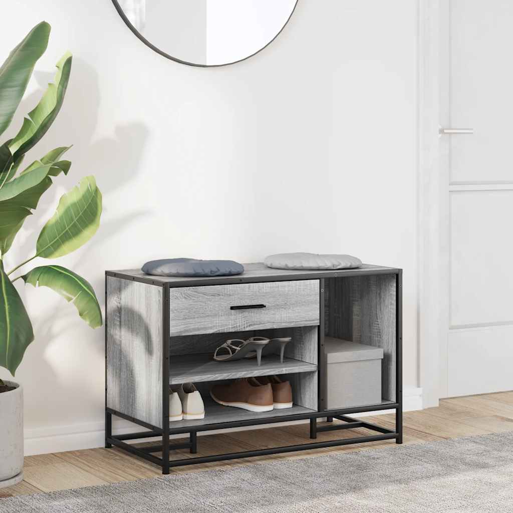 Banco para calçado sonoma 60x40x53,5 cm madeira metal cinzento