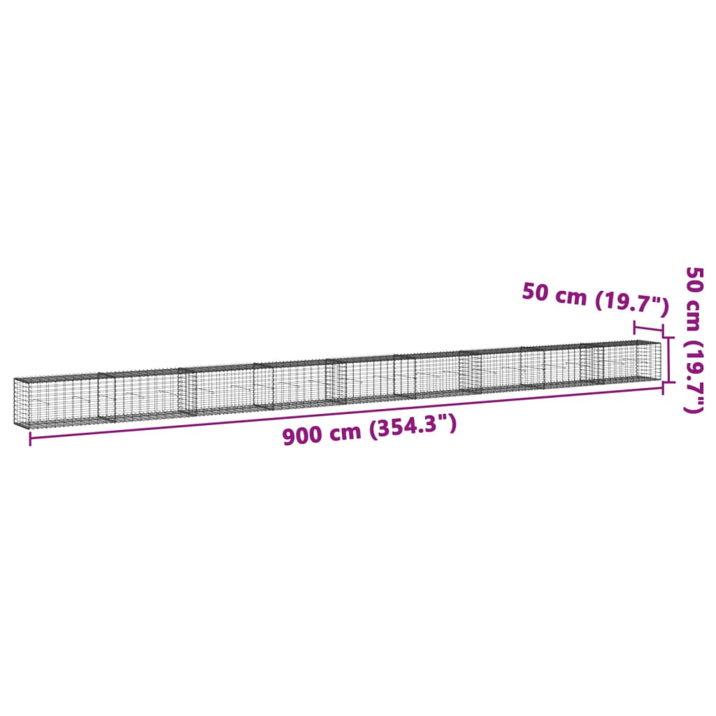 Cesto gabião com cobertura 900x50x50 cm ferro galvanizado