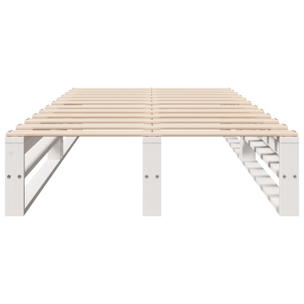 Cama sem colchão 150x200 cm madeira de pinho maciça branco