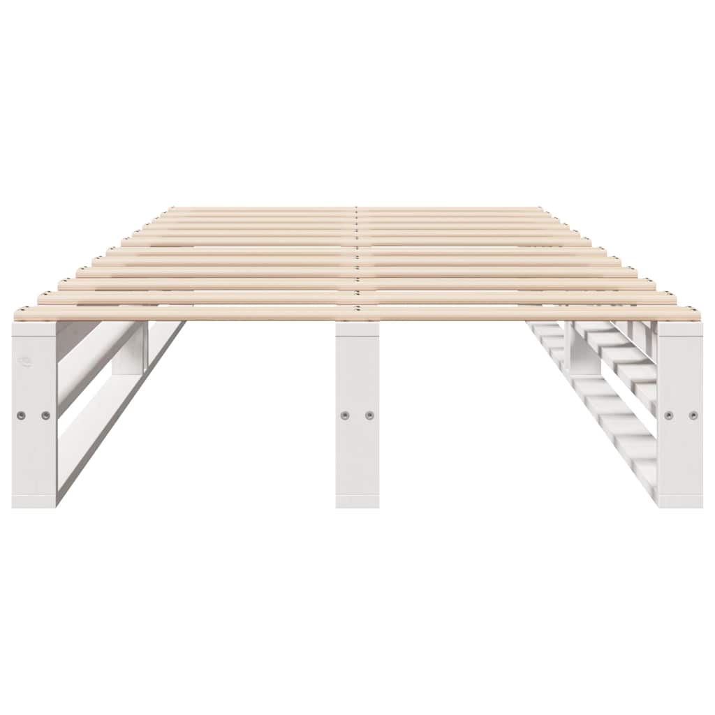 Cama sem colchão 150x200 cm madeira de pinho maciça branco