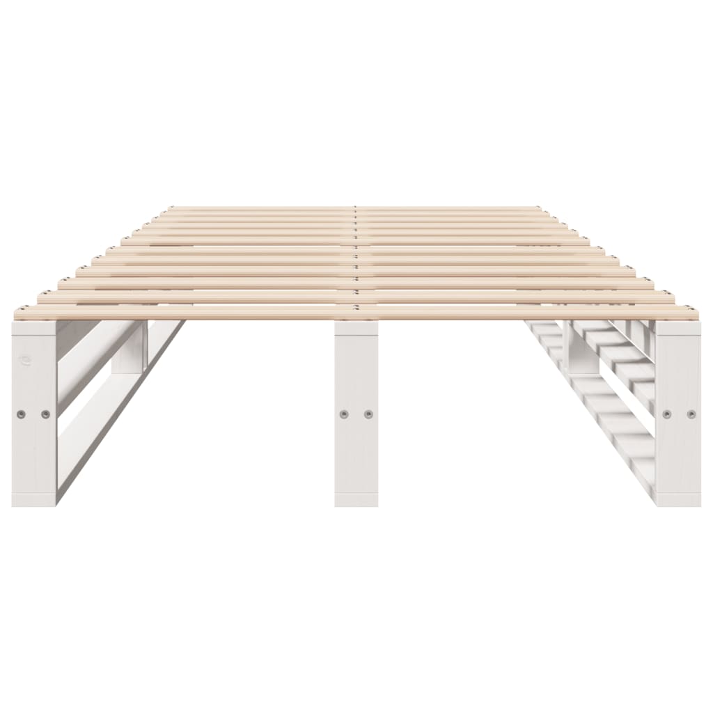 Cama sem colchão 150x200 cm madeira de pinho maciça branco