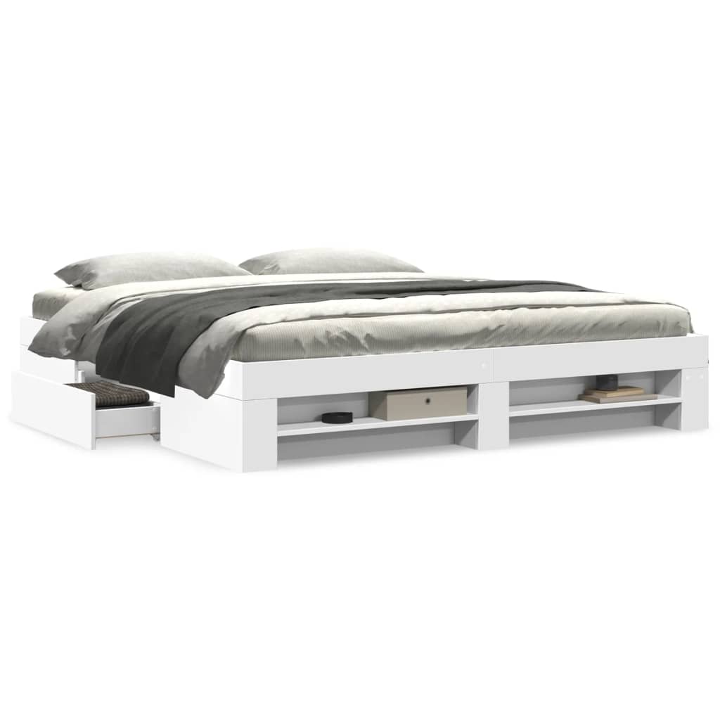 Estrutura de cama 200x200 cm derivados de madeira branco