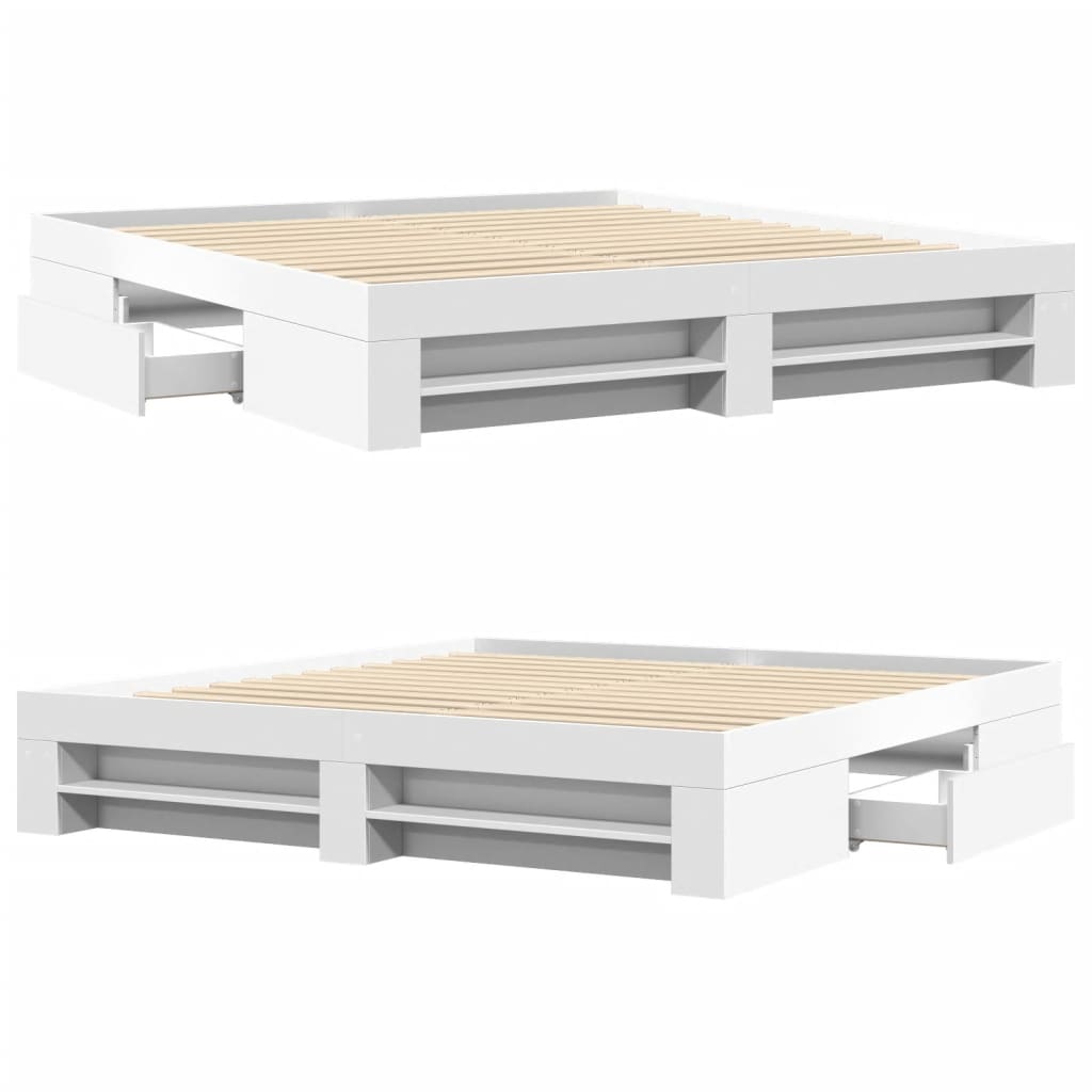 Estrutura de cama 200x200 cm derivados de madeira branco