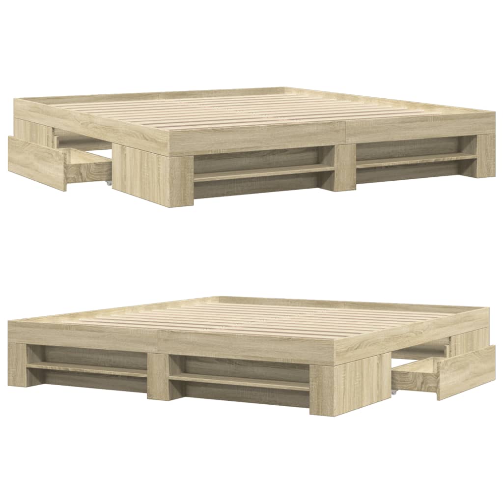 Estrutura de cama sem colchão 200x200 cm carvalho sonoma