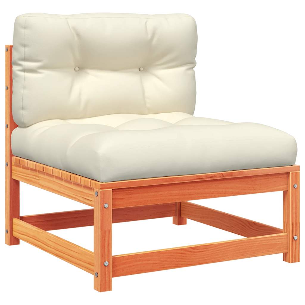 4pcs conj. sofás jardim c/ almofadões pinho maciço castanho mel