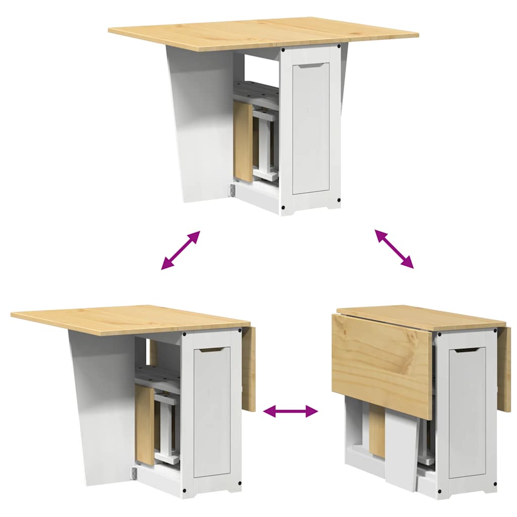 5 pcs conj. de jantar dobrável Corona madeira de pinho branco