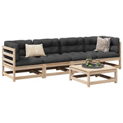 5 pcs conjunto de sofás para jardim madeira de pinho maciça