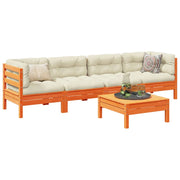 5pcs conj. sofás jardim + almofadões pinho maciço castanho-mel