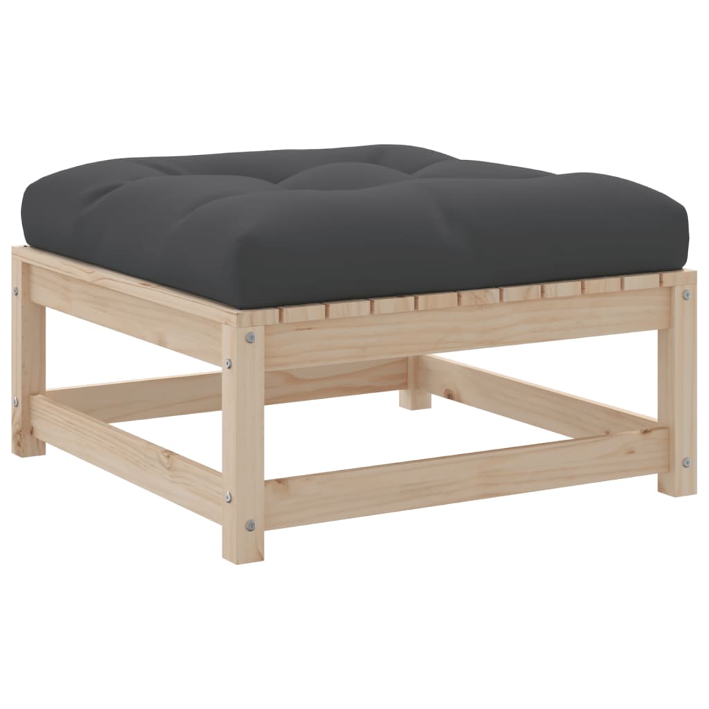 10 pcs conjunto sofás jardim c/ almofadões madeira pinho maciço