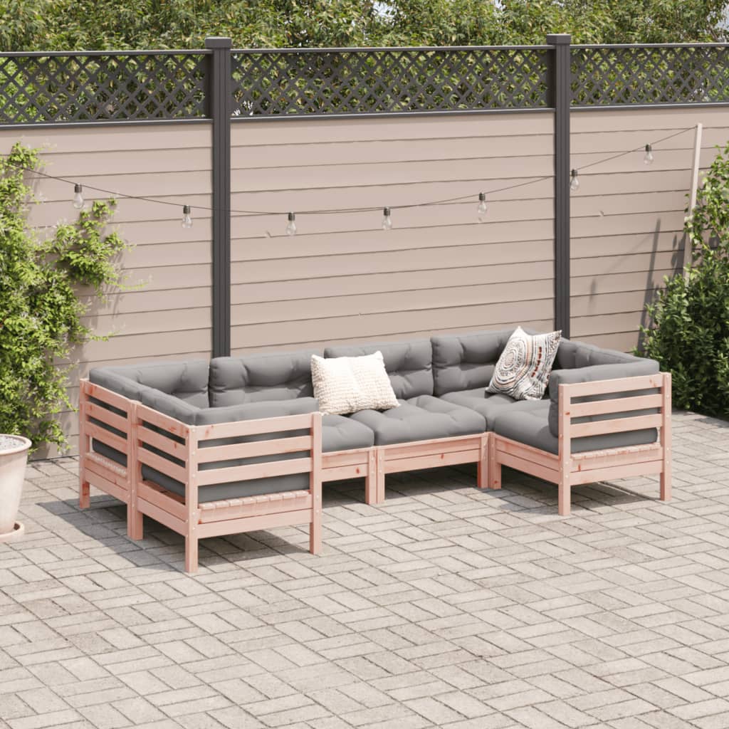 6 pcs conj. sofás jardim c/ almofadões madeira abeto-de-douglas