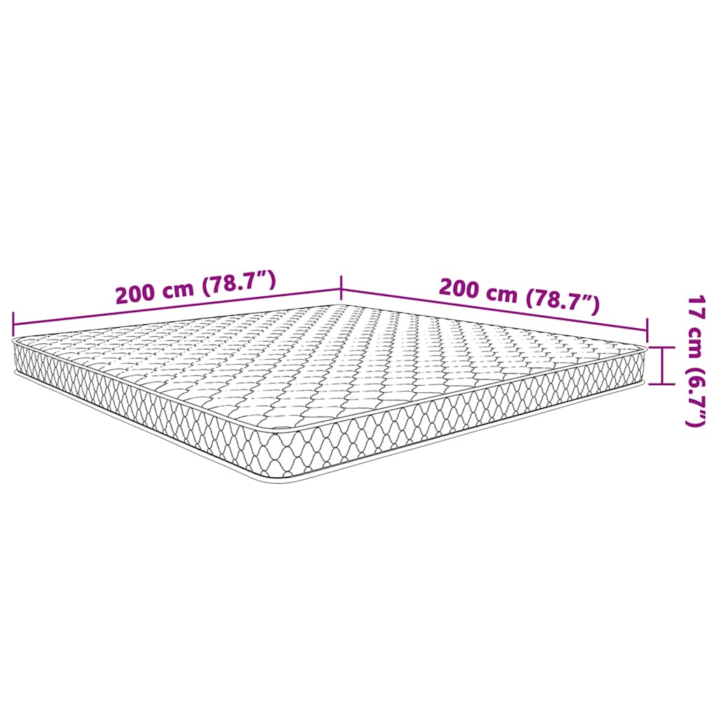 Colchão de espuma de memória 200x200x17 cm macio branco