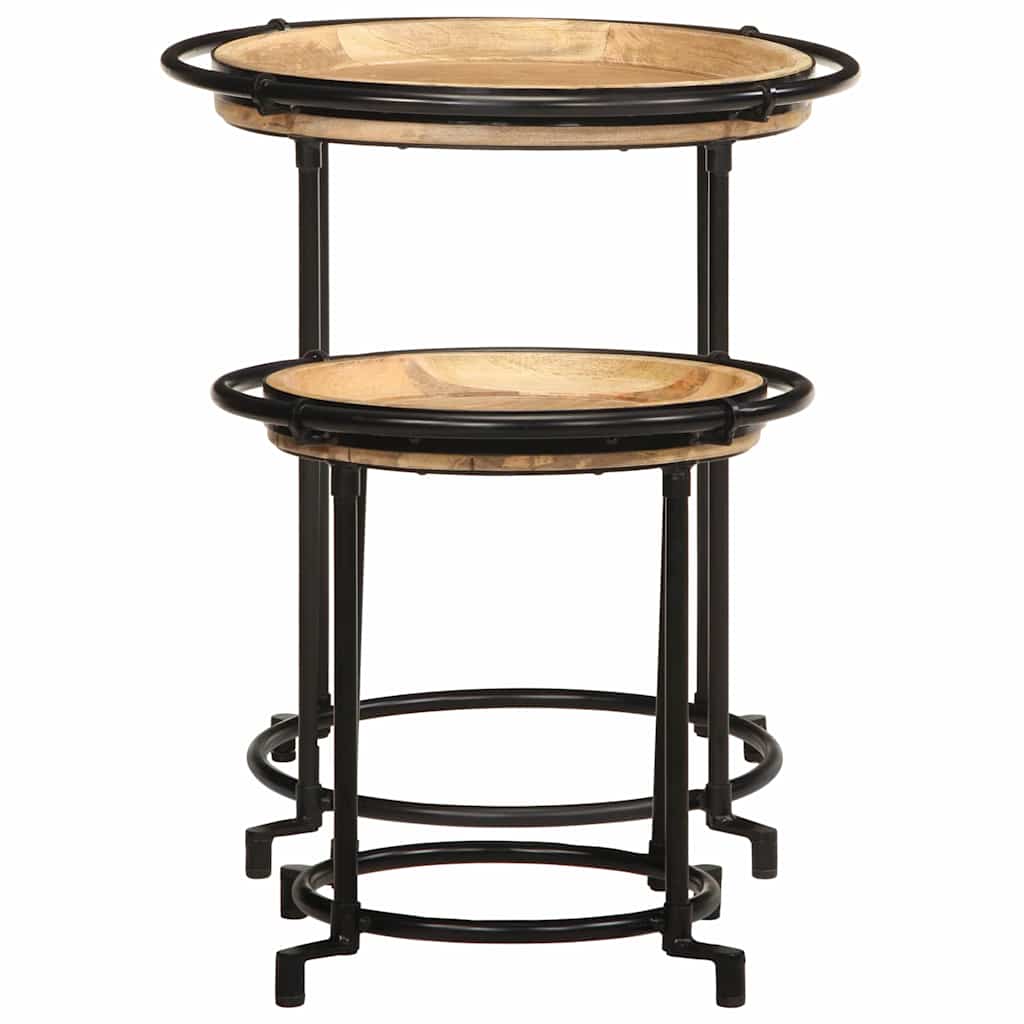 2 pcs Conjunto de mesa de apoio madeira de mangueira maciça