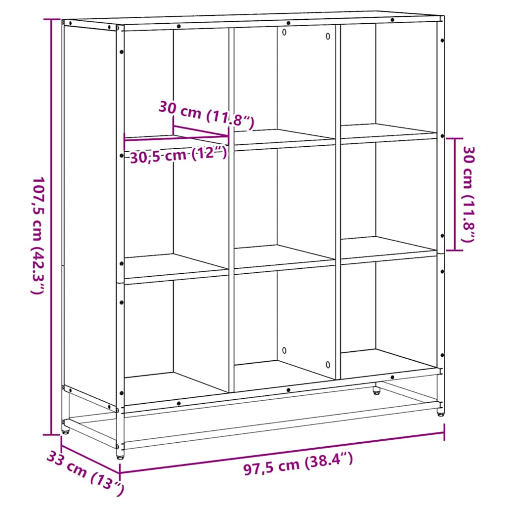 Estante 97,5x33x107,5 cm derivados madeira/metal cinza sonoma