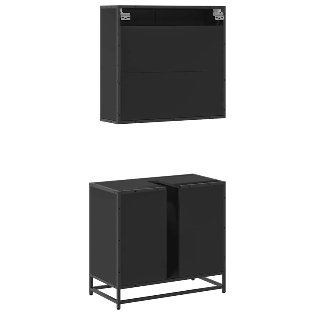 2 pcs conjunto móveis casa de banho derivados de madeira preto