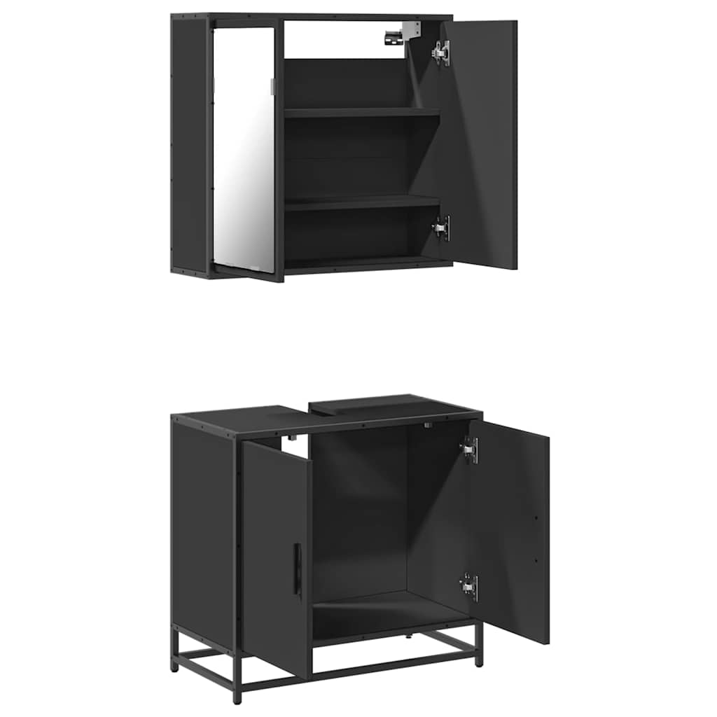 2 pcs conjunto móveis casa de banho derivados de madeira preto