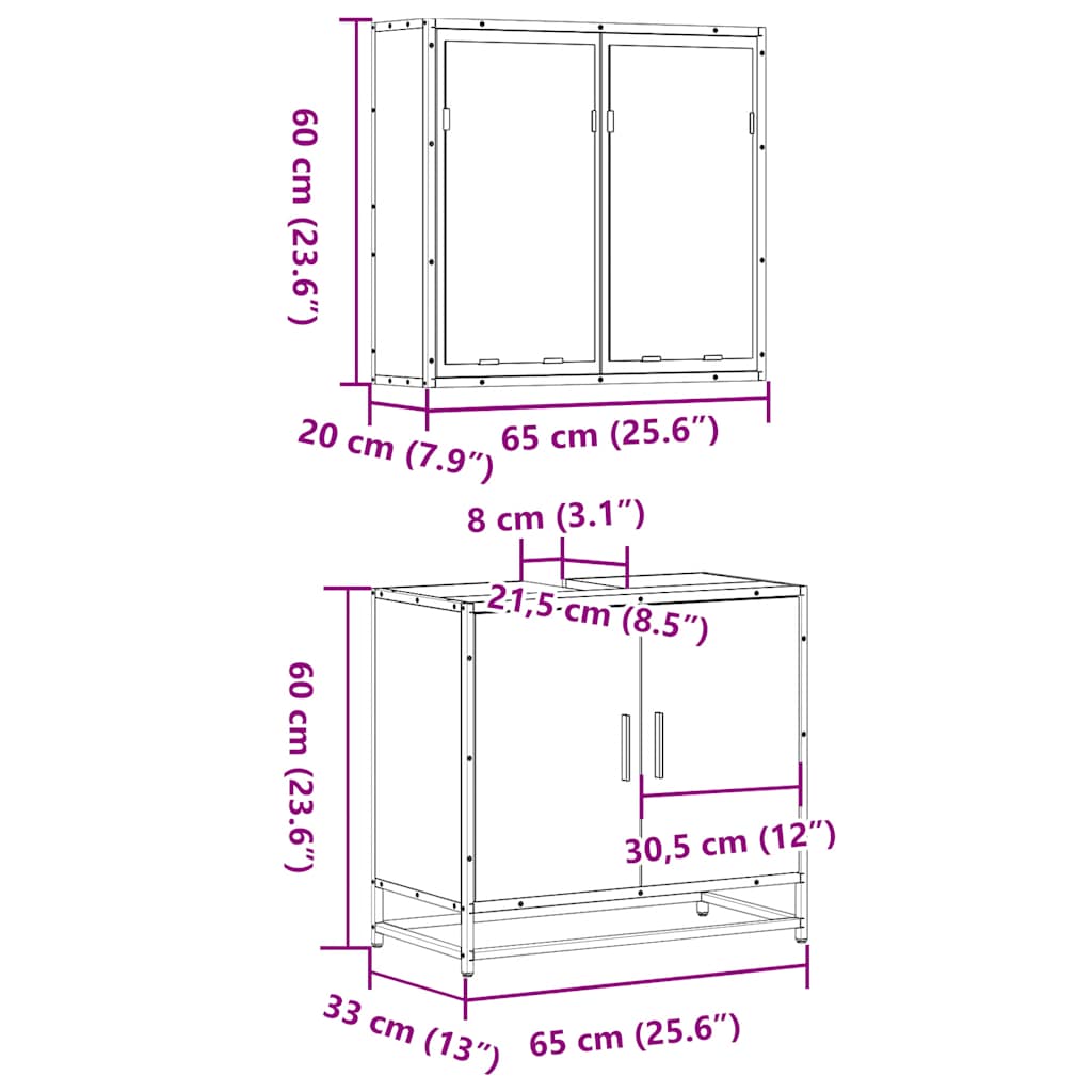 2 pcs conjunto móveis casa de banho derivados de madeira preto