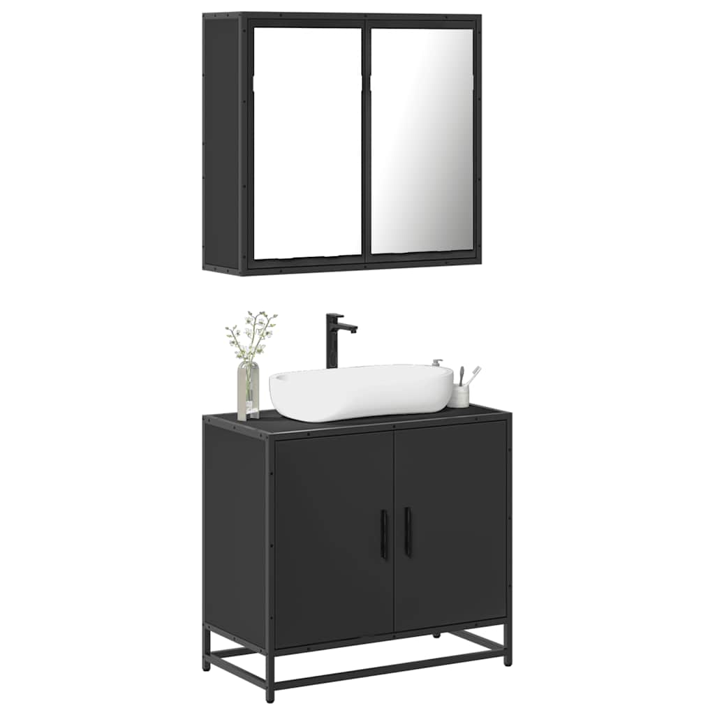 2 pcs conjunto móveis casa de banho derivados de madeira preto