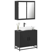 2 pcs conjunto móveis casa de banho derivados de madeira preto