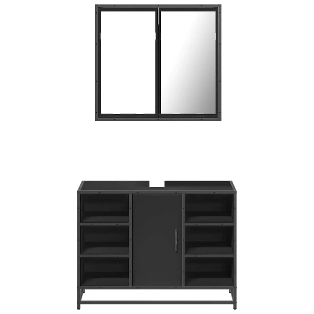 2 pcs conjunto móveis casa de banho derivados de madeira preto