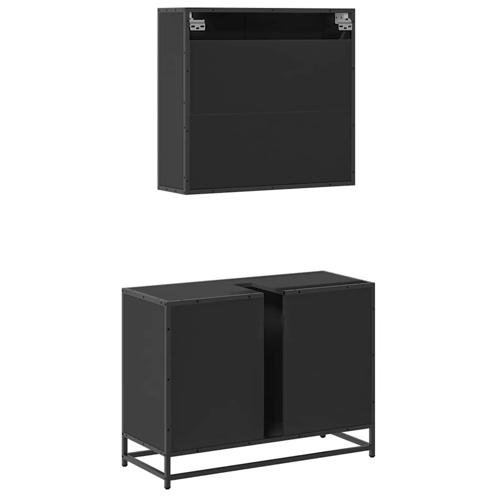 2 pcs conjunto móveis casa de banho derivados de madeira preto