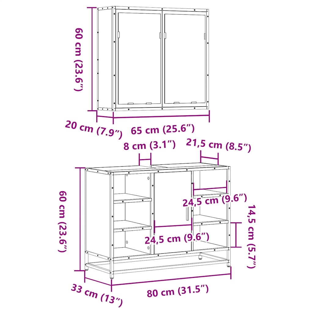 2 pcs conjunto móveis casa de banho derivados de madeira preto