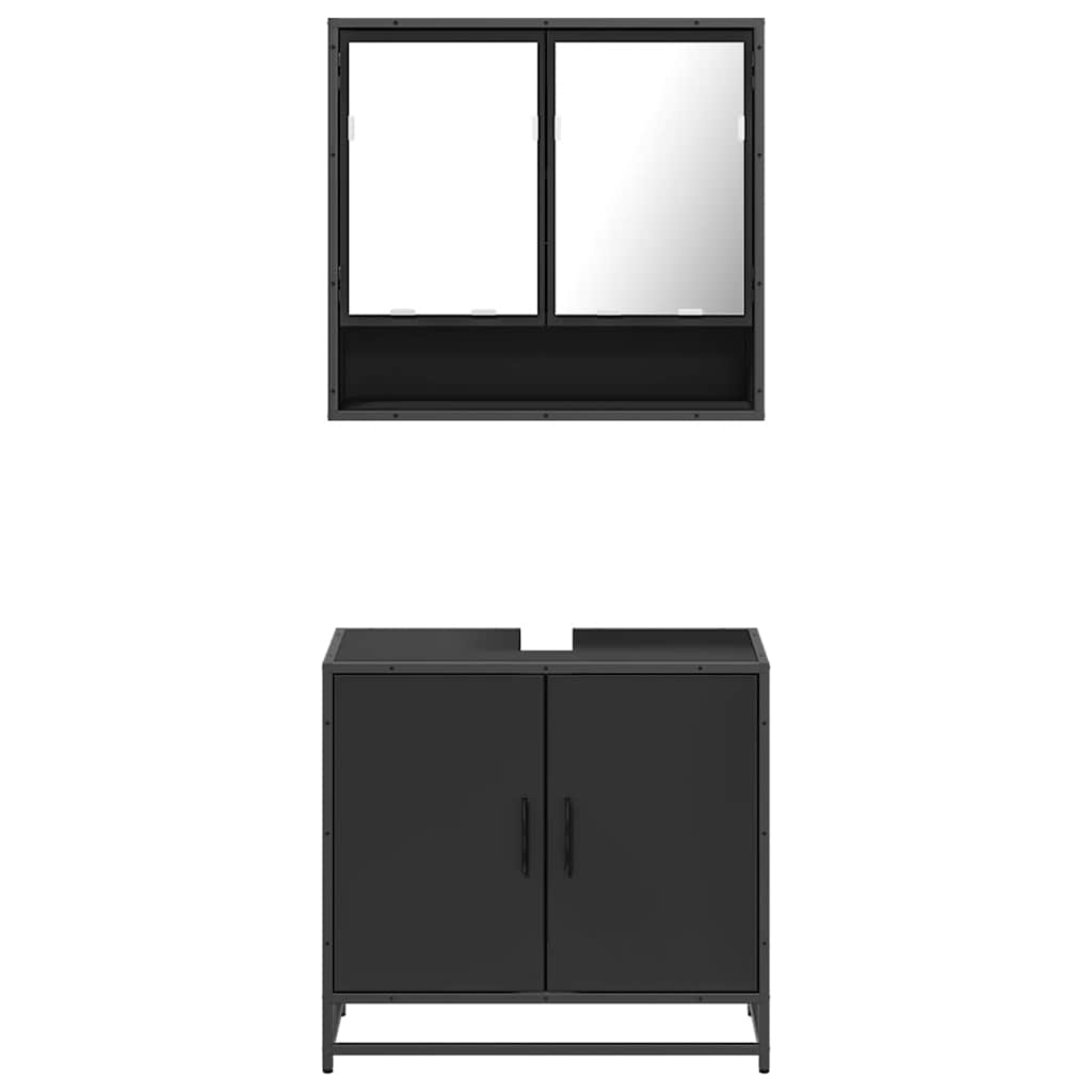 2 pcs conjunto móveis casa de banho derivados de madeira preto