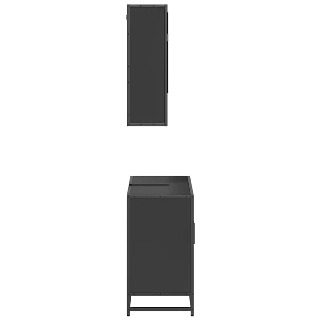 2 pcs conjunto móveis casa de banho derivados de madeira preto