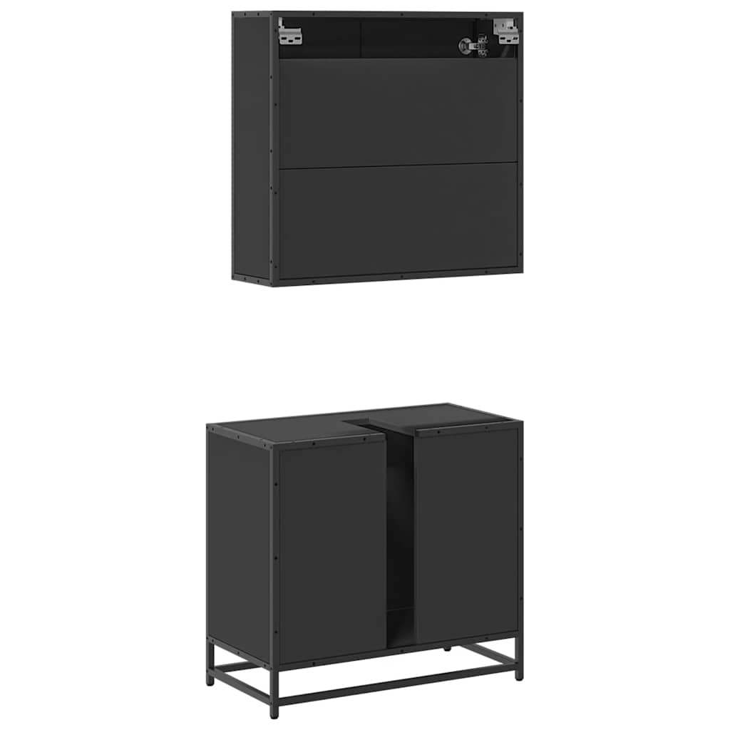 2 pcs conjunto móveis casa de banho derivados de madeira preto