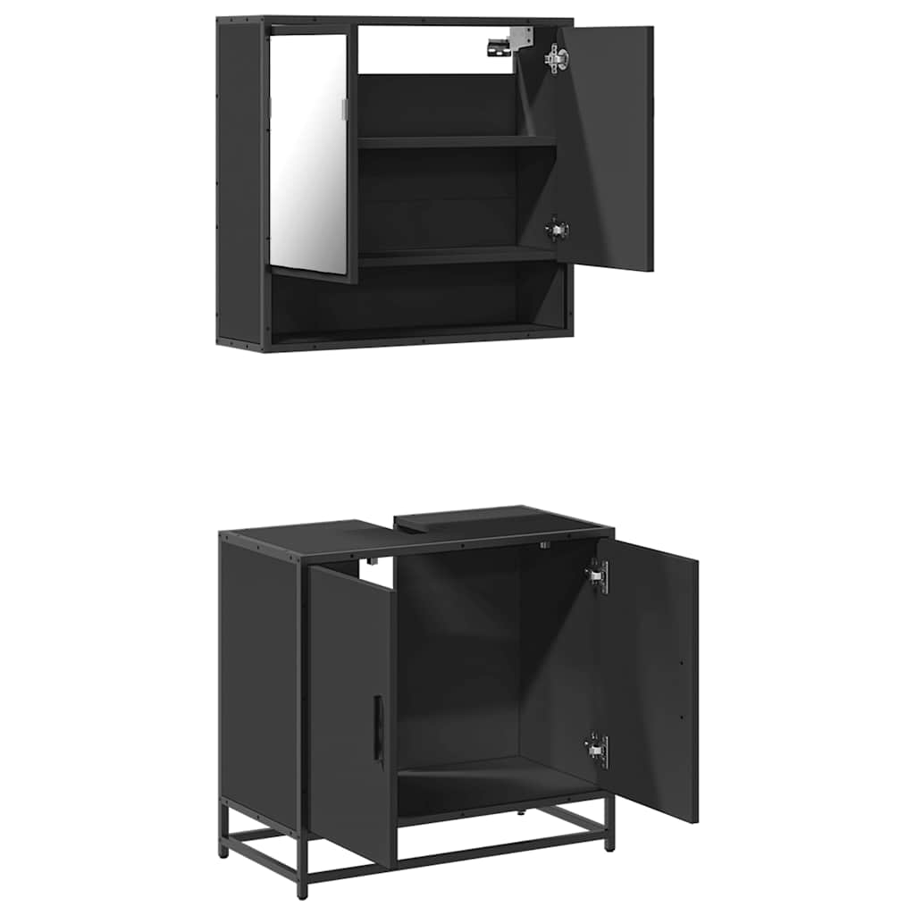 2 pcs conjunto móveis casa de banho derivados de madeira preto