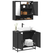 2 pcs conjunto móveis casa de banho derivados de madeira preto
