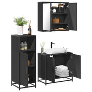 3 pcs conjunto móveis casa de banho derivados de madeira preto