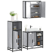 3 pcs Conjunto móveis casa de banho madeira proc. cinza sonoma