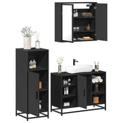 3 pcs conjunto móveis casa de banho derivados de madeira preto
