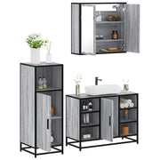 3 pcs Conjunto móveis casa de banho madeira proc. cinza sonoma