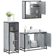3 pcs Conjunto móveis casa de banho madeira proc. cinza sonoma