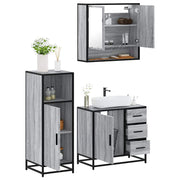 3 pcs Conjunto móveis casa de banho madeira proc. cinza sonoma