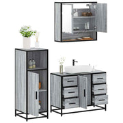 3 pcs Conjunto móveis casa de banho madeira proc. cinza sonoma