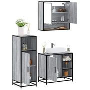 3 pcs Conjunto móveis casa de banho madeira proc. cinza sonoma