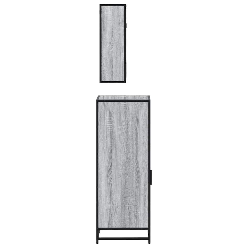 3 pcs Conjunto móveis casa de banho madeira proc. cinza sonoma