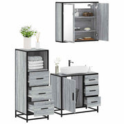 3 pcs Conjunto móveis casa de banho madeira proc. cinza sonoma