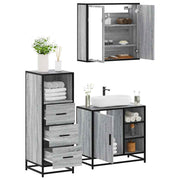 3 pcs Conjunto móveis casa de banho madeira proc. cinza sonoma