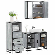 3 pcs Conjunto móveis casa de banho madeira proc. cinza sonoma