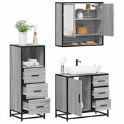 3 pcs Conjunto móveis casa de banho madeira proc. cinza sonoma