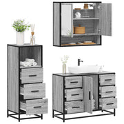 3 pcs Conjunto móveis casa de banho madeira proc. cinza sonoma